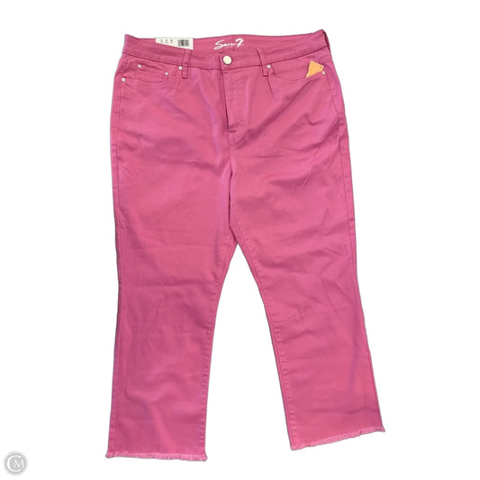 Jeans Cropped By Seven 7 In Pink Denim, Size: 18