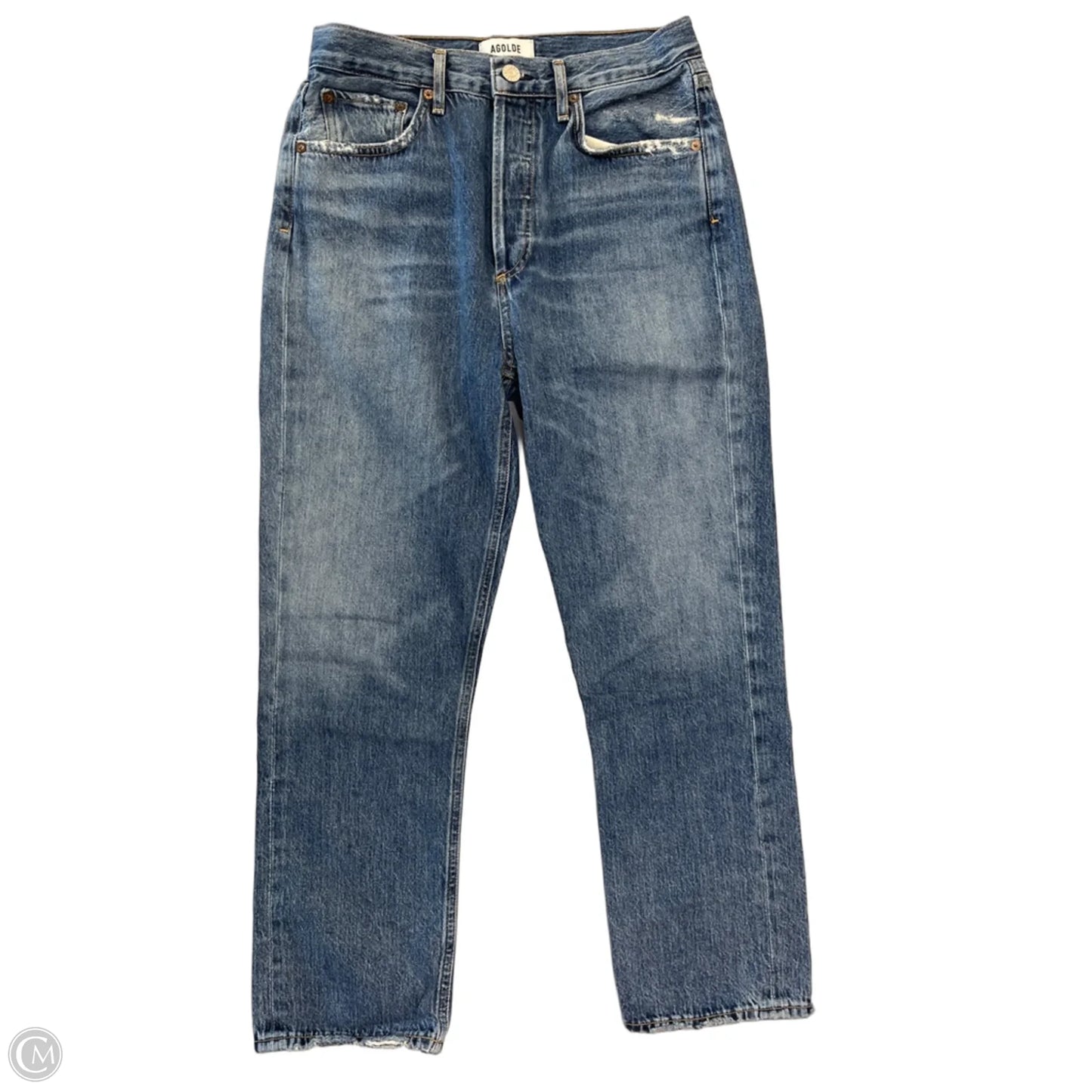 Jeans Straight By Agolde In Blue Denim, Size: 4
