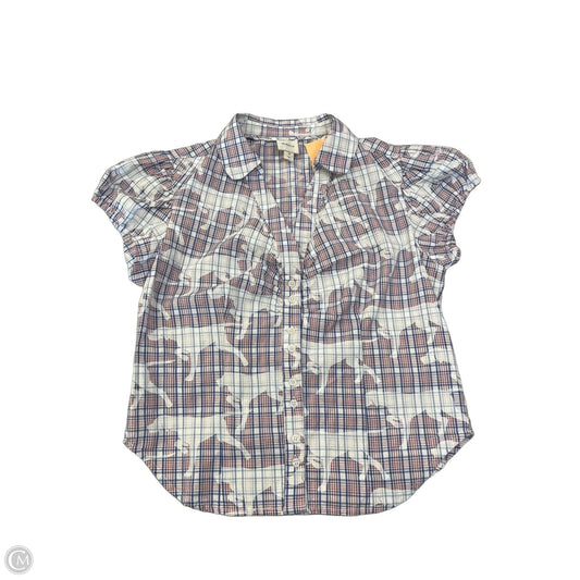 Top Short Sleeve By Maeve In Plaid Pattern, Size: M