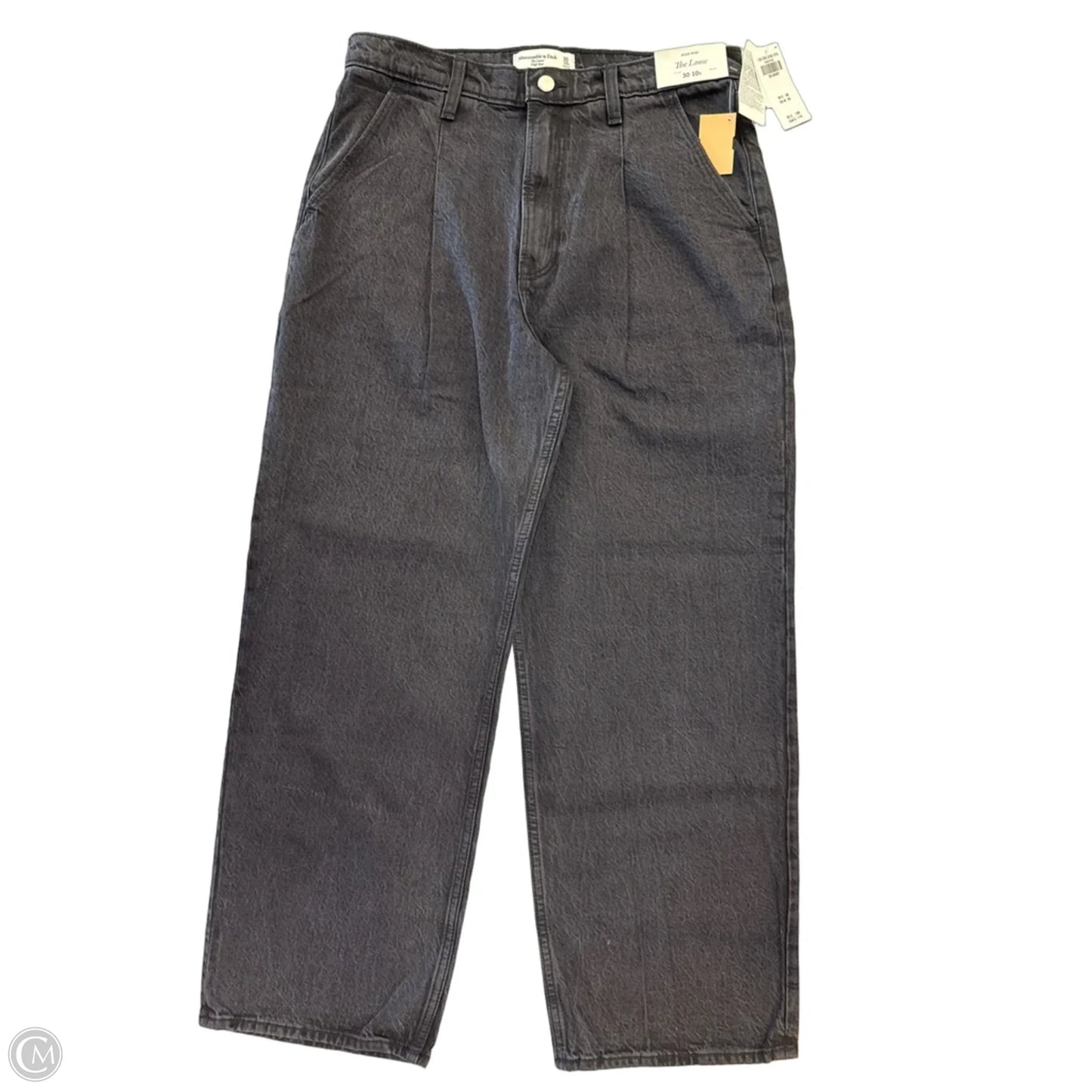 Jeans Wide Leg By Abercrombie And Fitch In Black Denim, Size: 10