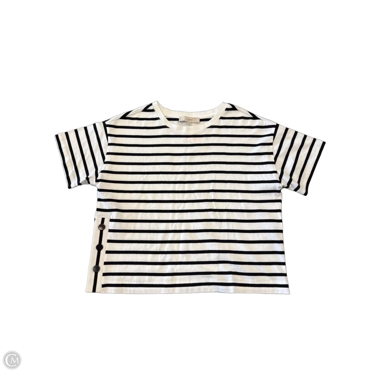 Top Short Sleeve By Loft In Striped Pattern, Size: S