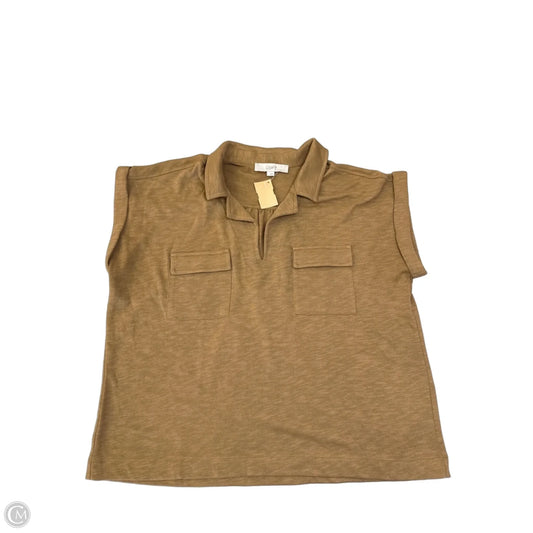 Top Short Sleeve By Loft In Brown, Size: L