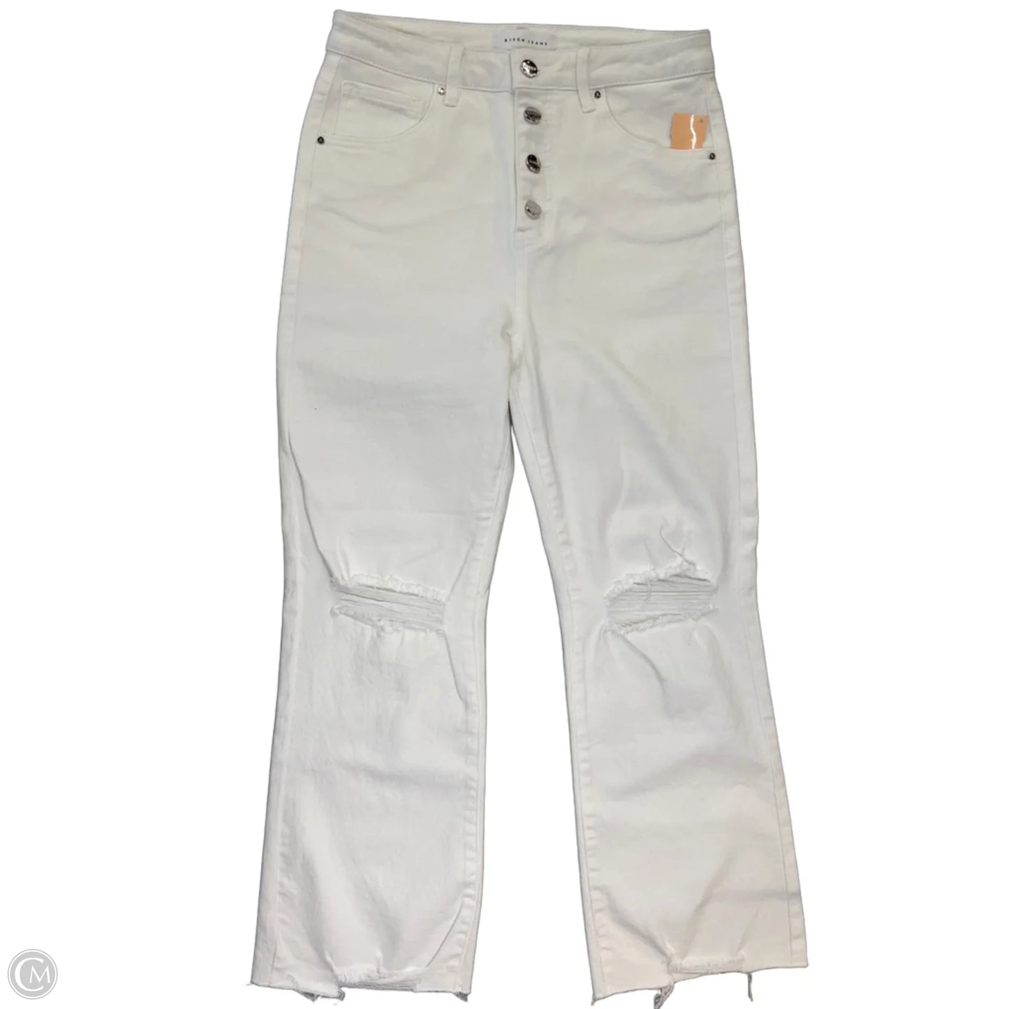 Jeans Straight By Risen In White Denim, Size: 10