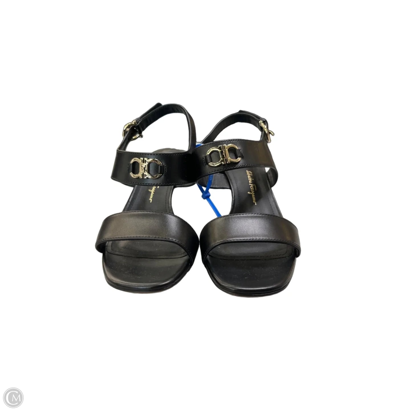 Sandals Luxury Designer By Ferragamo In Black, Size: 7