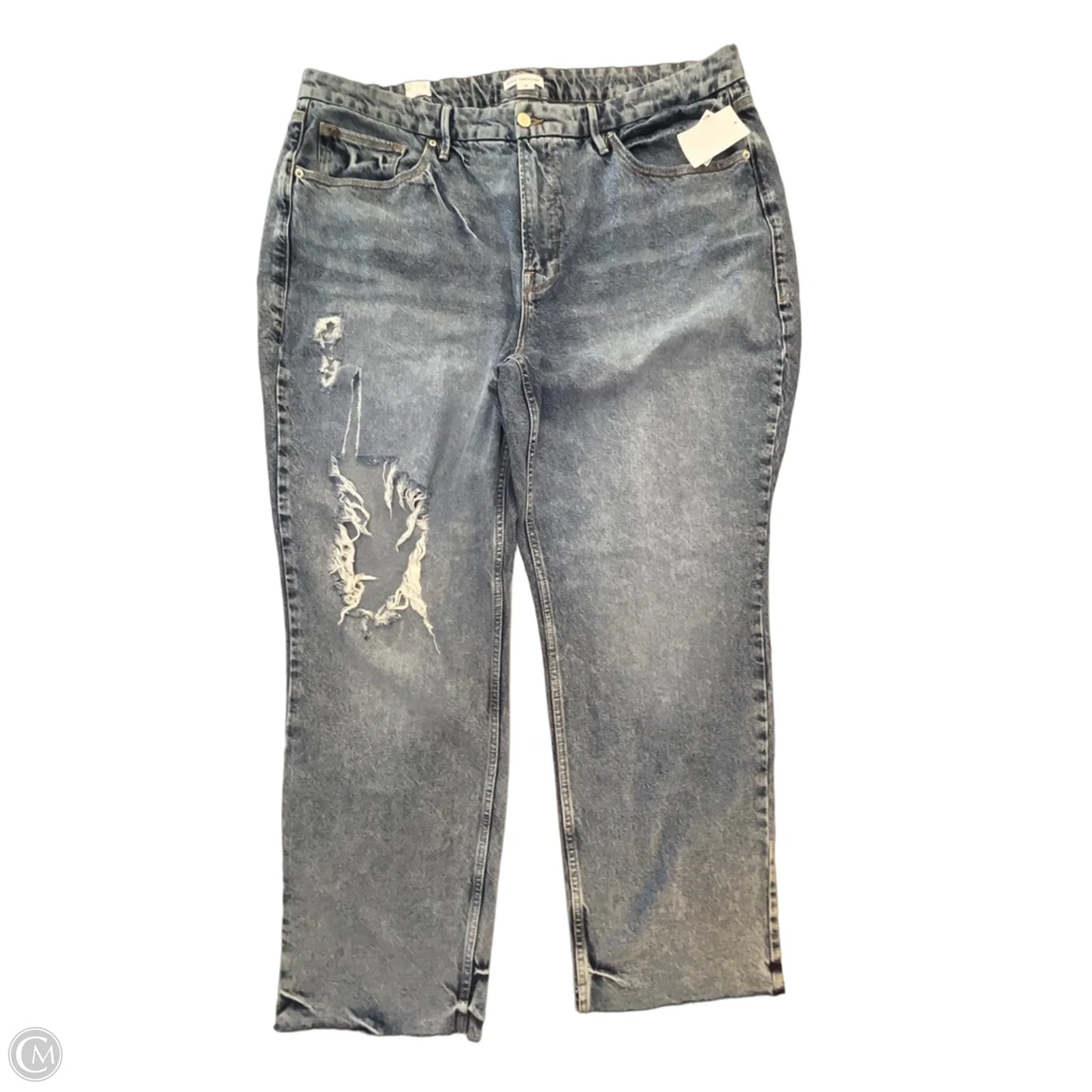Jeans Straight By Good American In Blue Denim, Size: 18