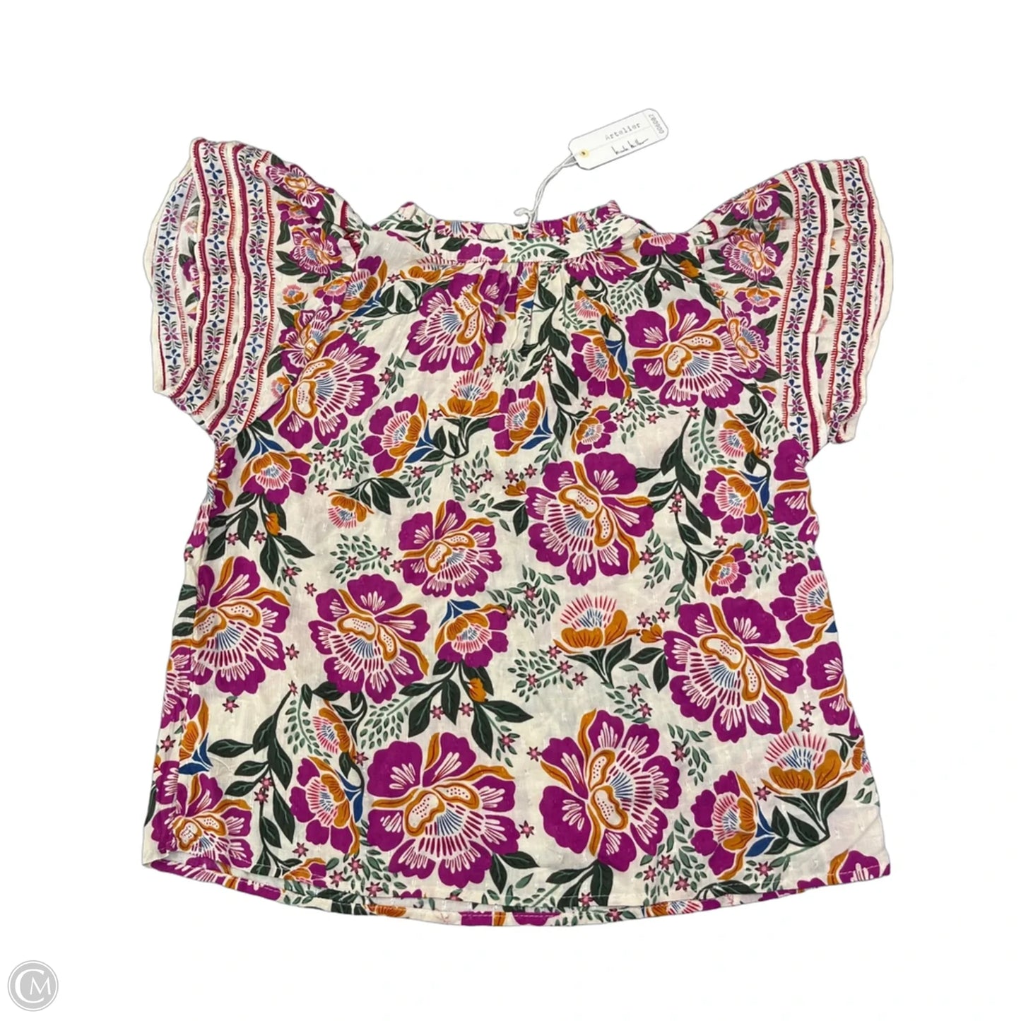 Top Short Sleeve By Nicole Miller In Floral Print, Size: S