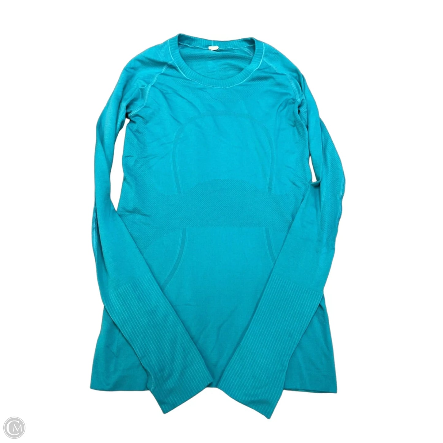 Athletic Top Long Sleeve Collar By Lululemon In Teal, Size: S