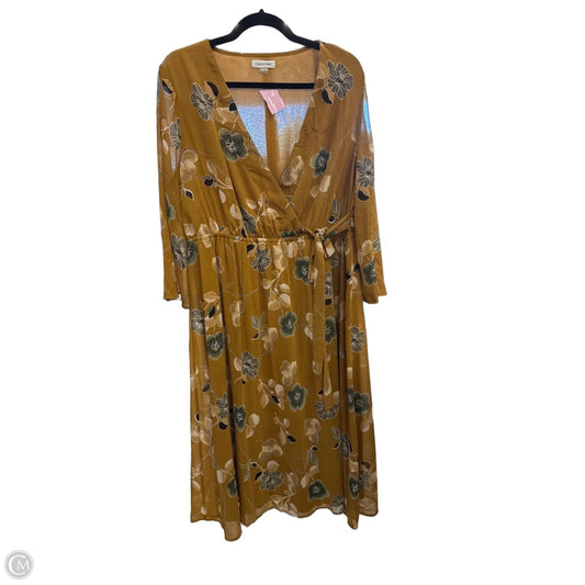Dress Casual Midi By Calvin Klein In Floral Print, Size: Xl