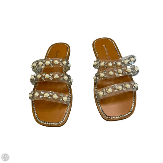Sandals Flats By Madden Girl In Silver & White, Size: 7