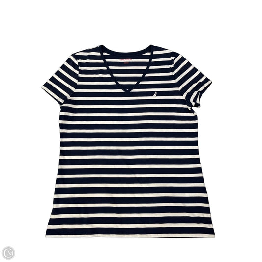 Top Short Sleeve By Nautica In Striped Pattern, Size: L