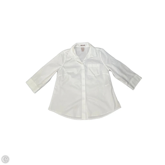 Top 3/4 Sleeve By Chicos In White, Size: M
