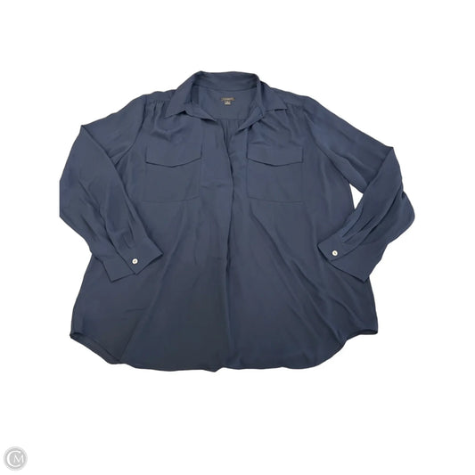 Blouse Long Sleeve By Ann Taylor In Navy, Size: Xl