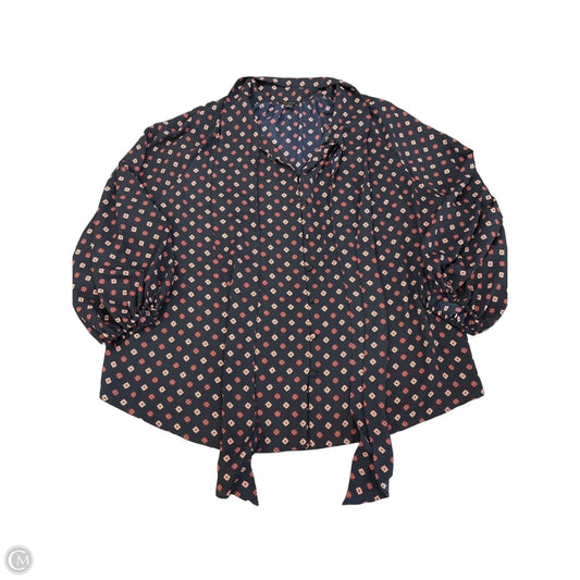 Blouse Long Sleeve By Ann Taylor In Navy, Size: Xl