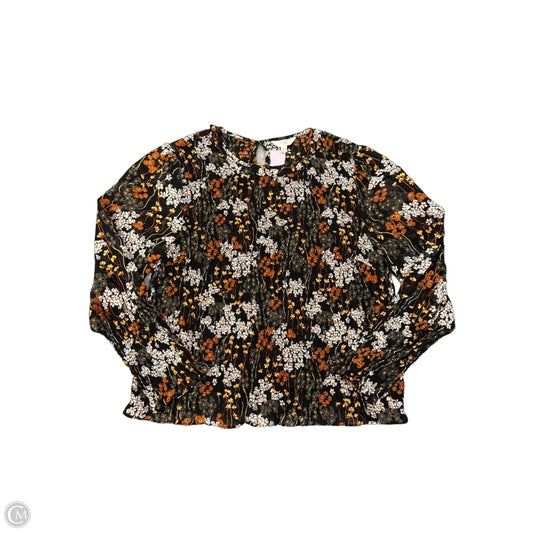 Blouse Long Sleeve By Terra & Sky In Floral Print, Size: 1x