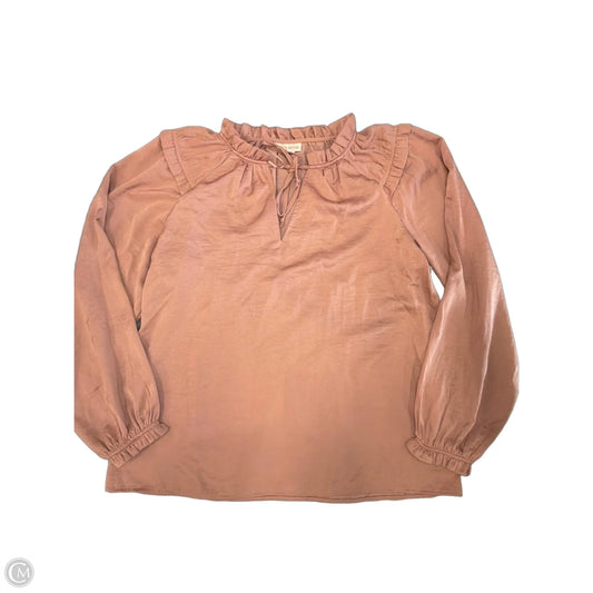 Blouse Long Sleeve By Knox Rose In Pink, Size: L