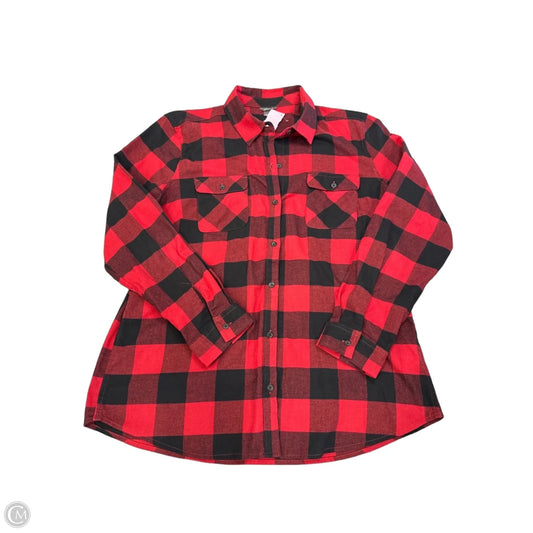 Top Long Sleeve By Eddie Bauer In Plaid Pattern, Size: Xl