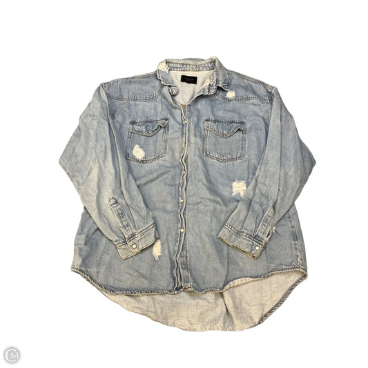 Top Long Sleeve By Risen In Blue Denim, Size: L