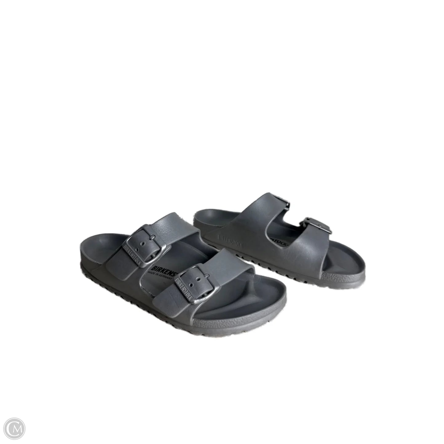 Sandals Flats By Birkenstock In Silver, Size: 6.5