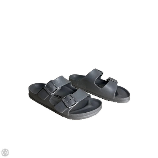Sandals Flats By Birkenstock In Silver, Size: 6.5