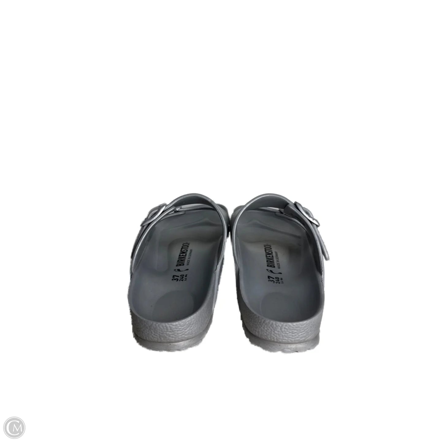Sandals Flats By Birkenstock In Silver, Size: 6.5