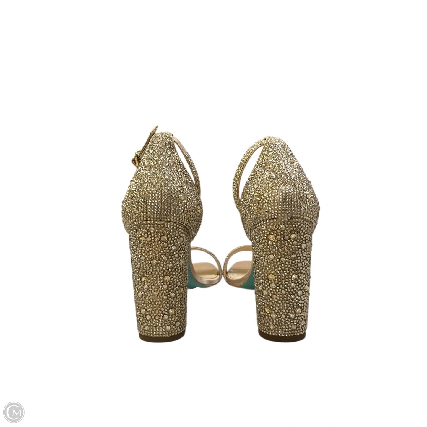 Sandals Heels Block By Betsey Johnson In Gold, Size: 8