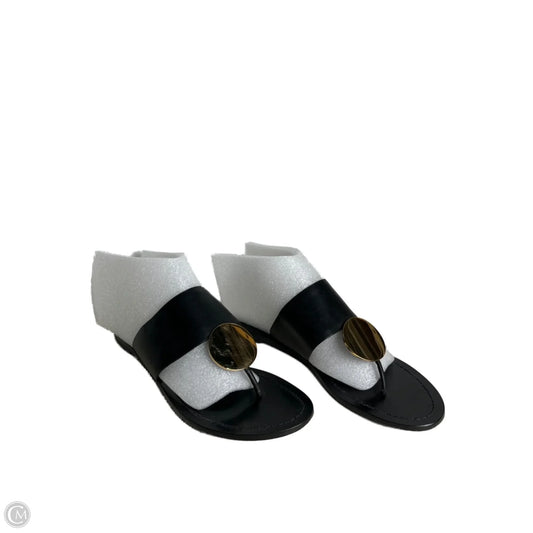 Sandals Designer By Tory Burch In Black & Gold, Size: 10