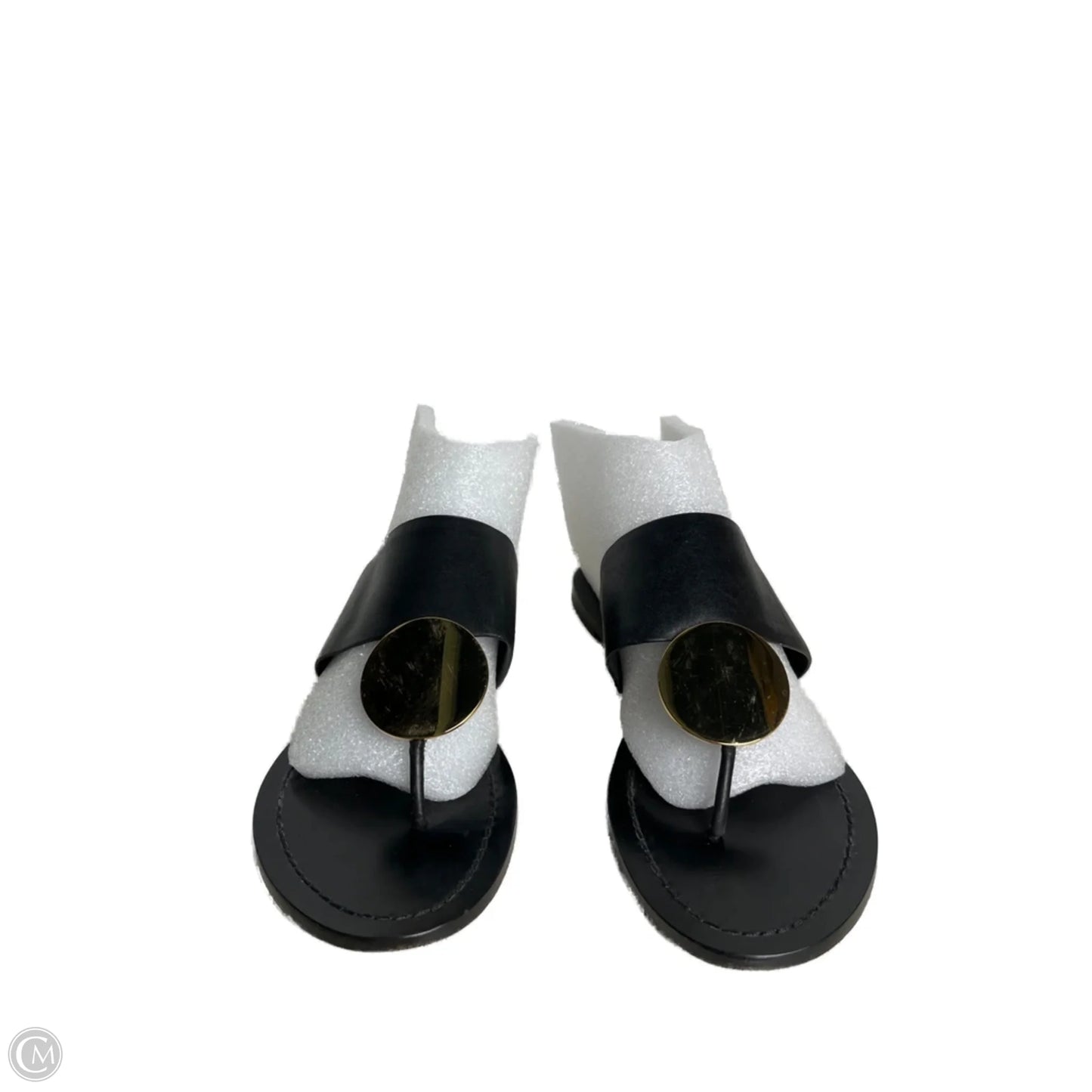 Sandals Designer By Tory Burch In Black & Gold, Size: 10