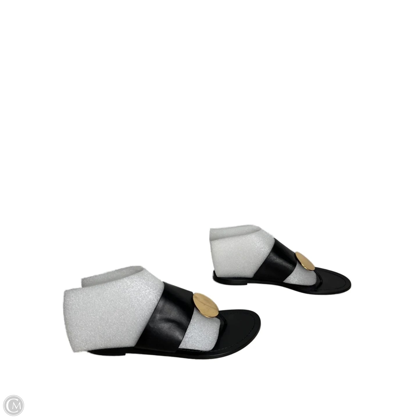Sandals Designer By Tory Burch In Black & Gold, Size: 10