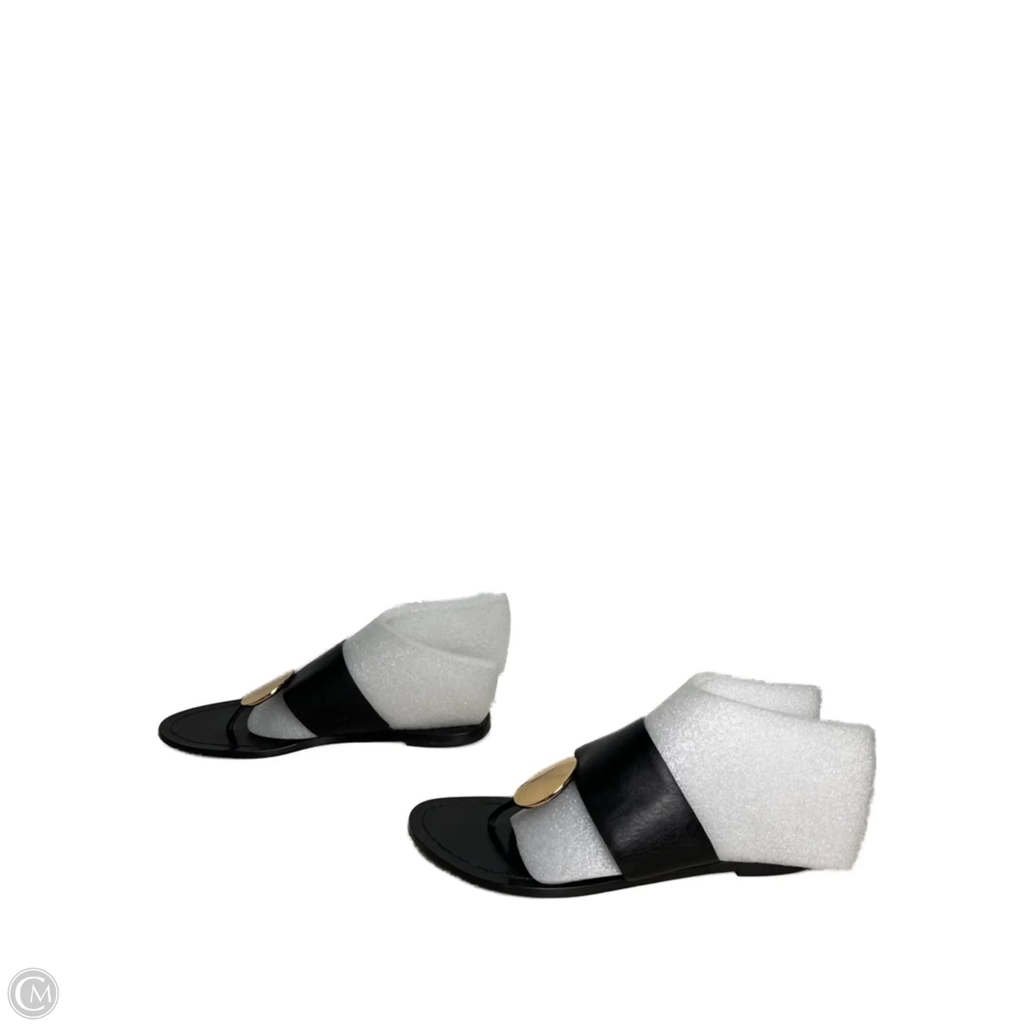 Sandals Designer By Tory Burch In Black & Gold, Size: 10