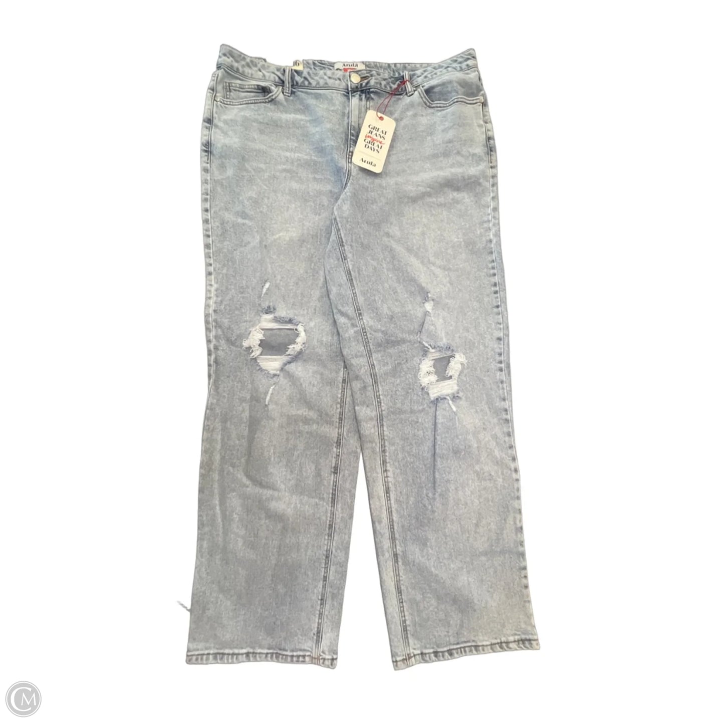 Jeans Straight By Arula In Blue Denim, Size: 16