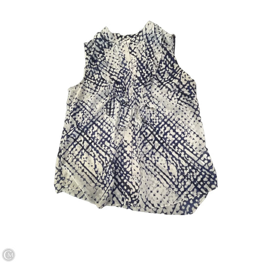 Blouse Sleeveless By Cabi In Blue & Cream, Size: M