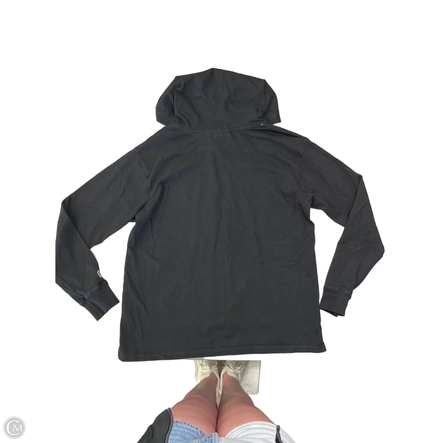Athletic Top Long Sleeve Hoodie By Champion In Black, Size: S