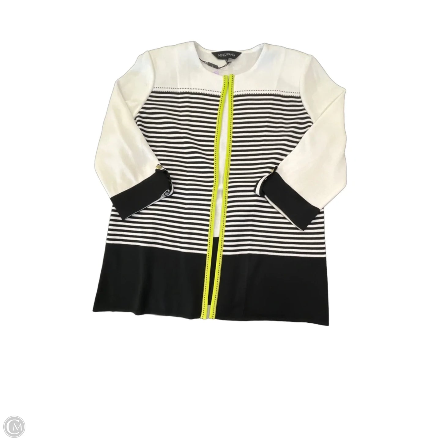 Cardigan By Ming Wang In Black & Cream, Size: L
