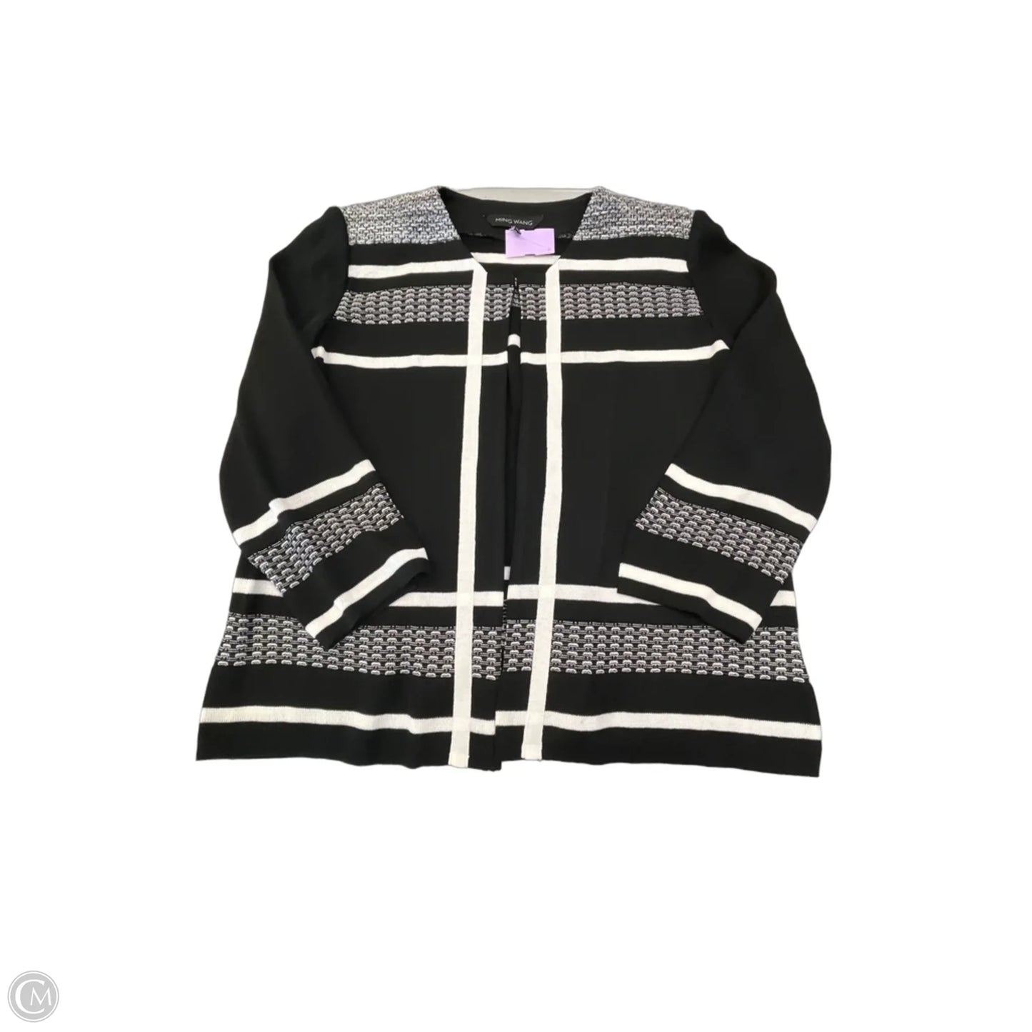 Cardigan By Ming Wang In Black & White, Size: L
