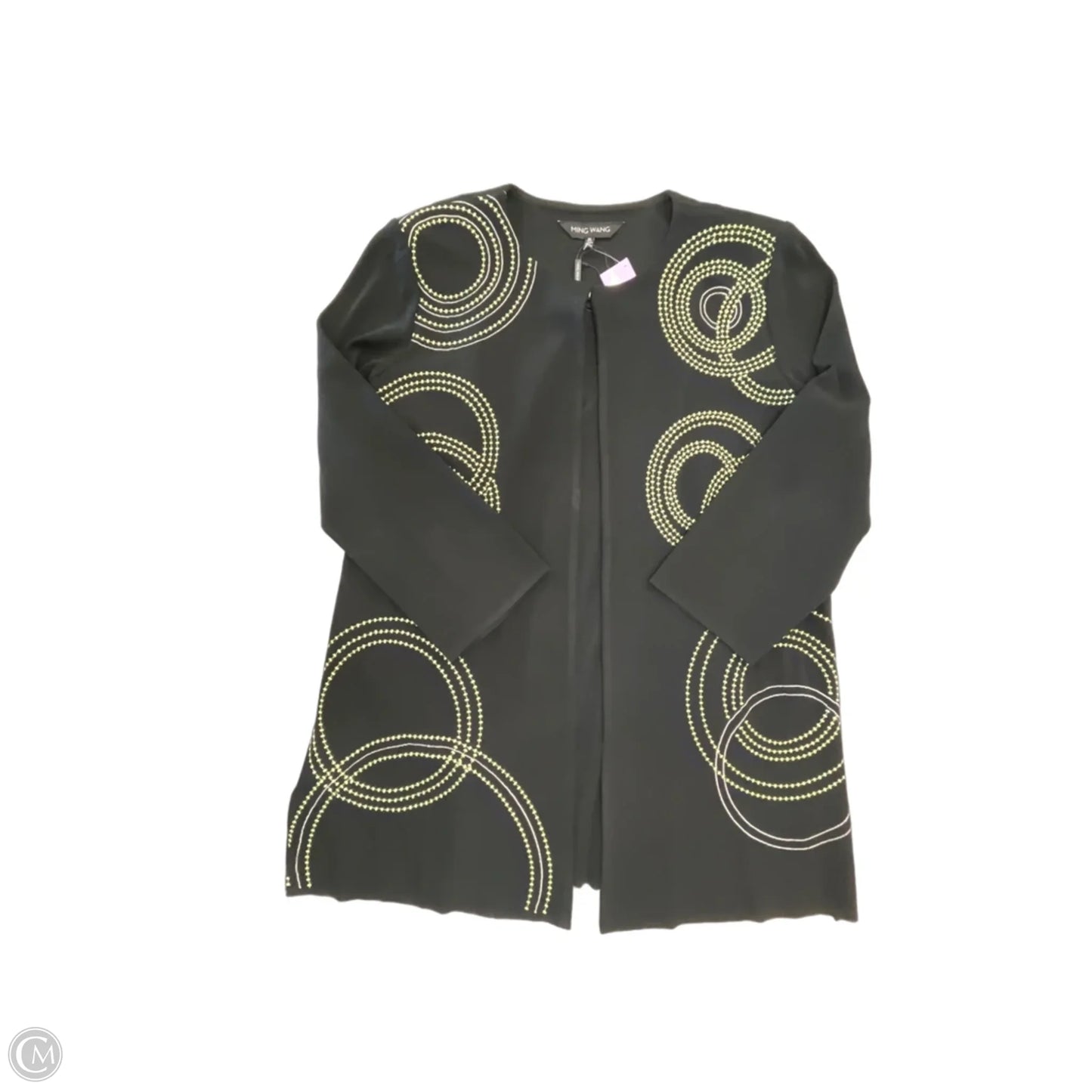 Cardigan By Ming Wang In Black & Yellow, Size: Xl