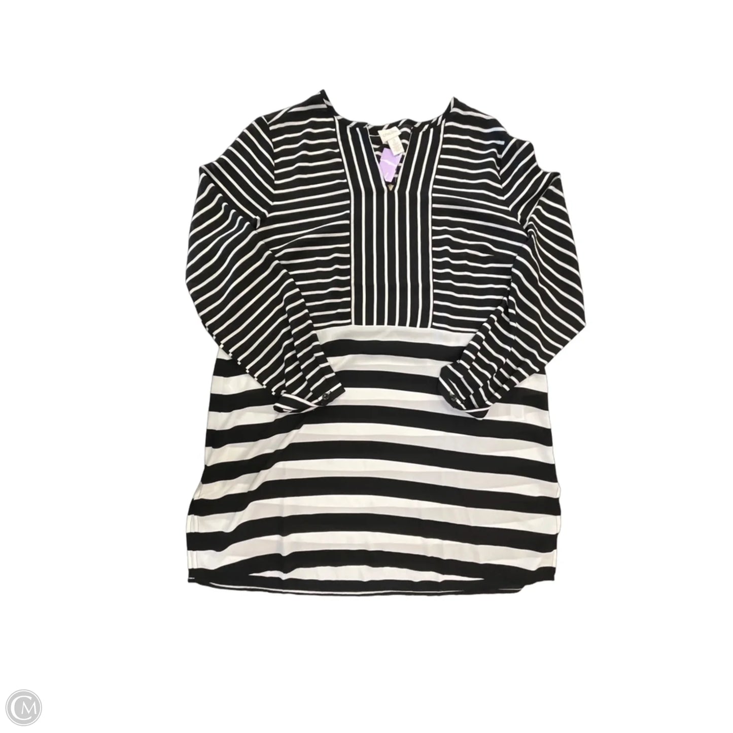 Tunic Long Sleeve By Chicos In Striped Pattern, Size: L
