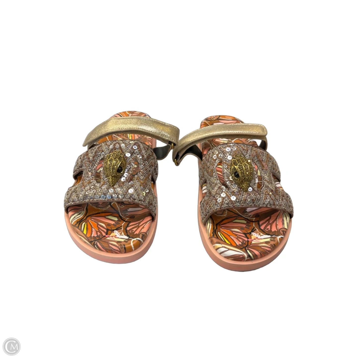 Sandals Designer By Kurt Geiger In Gold & Pink, Size: 10