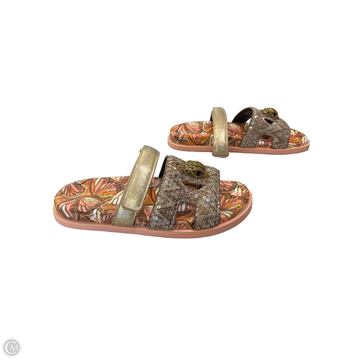 Sandals Designer By Kurt Geiger In Gold & Pink, Size: 10