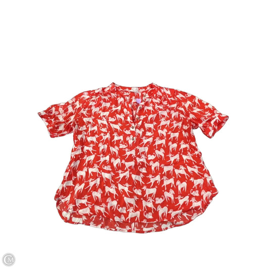 Blouse Short Sleeve By Anthropologie In Animal Print, Size: L