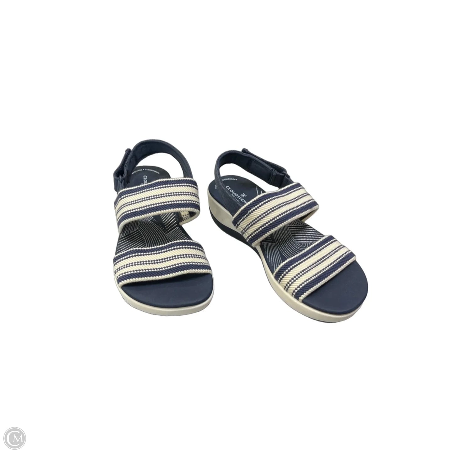 Sandals Flats By Clarks In Blue & Cream, Size: 6.5