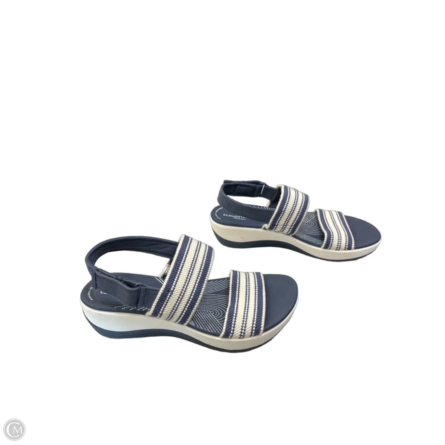 Sandals Flats By Clarks In Blue & Cream, Size: 6.5