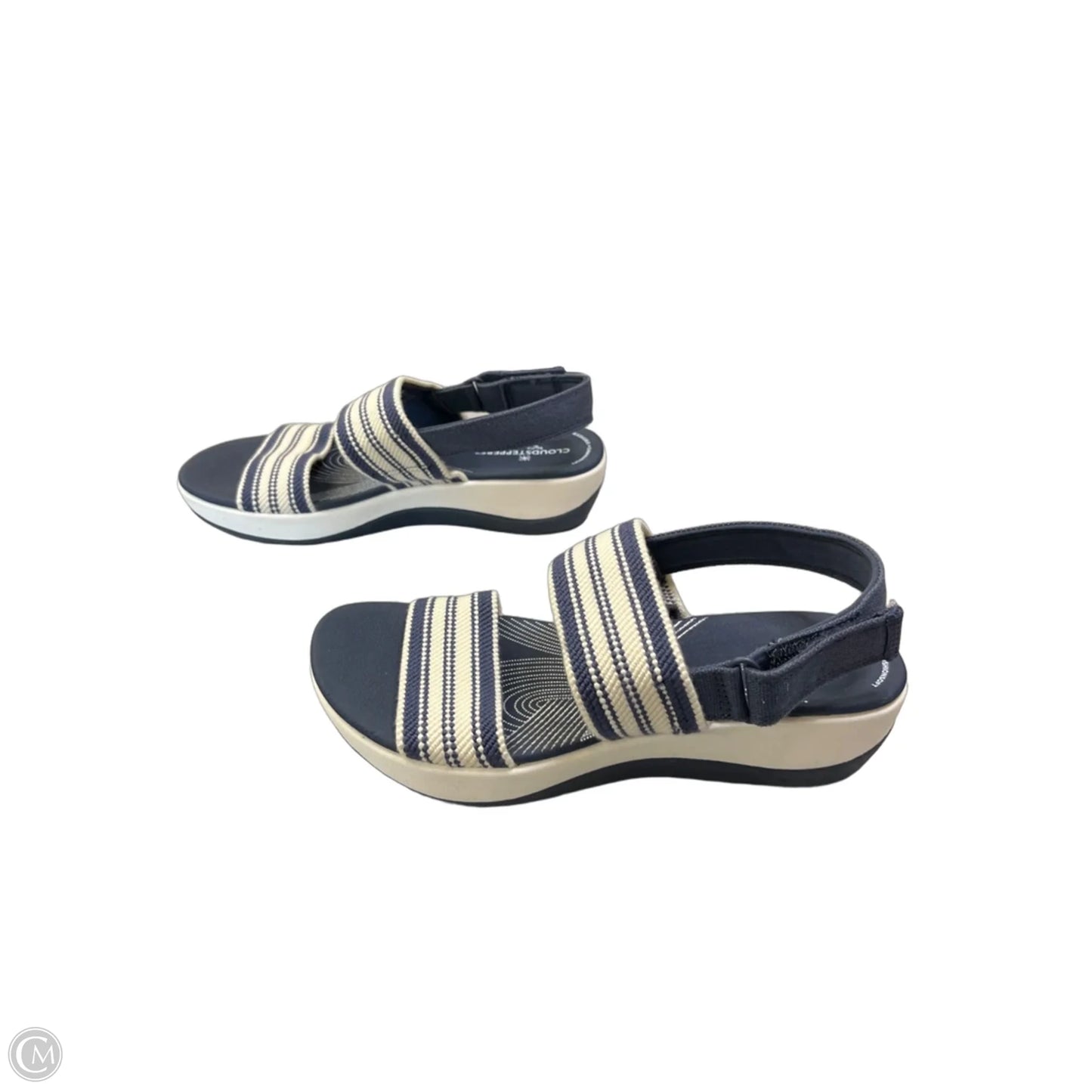 Sandals Flats By Clarks In Blue & Cream, Size: 6.5