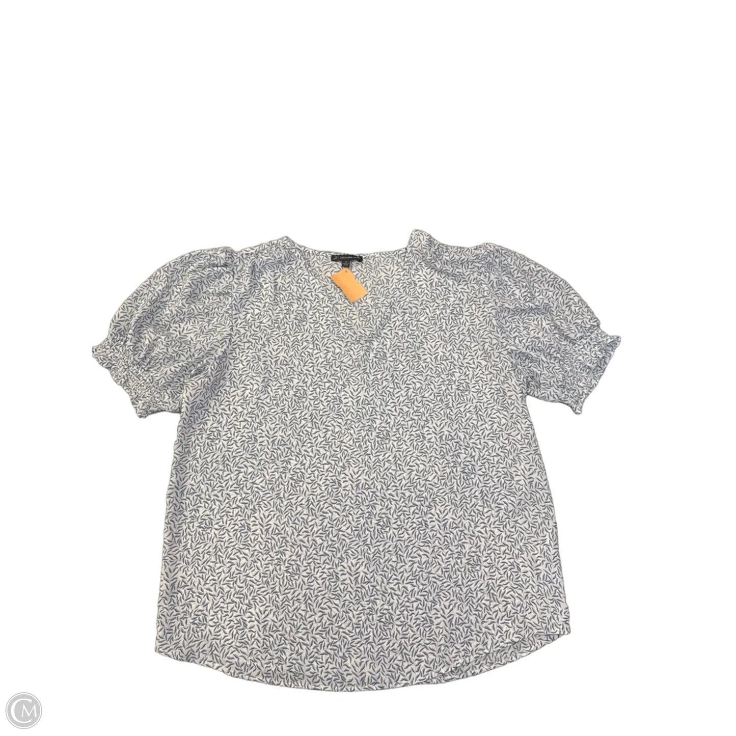 Blouse Short Sleeve By Adrianna Papell In Blue & White, Size: M