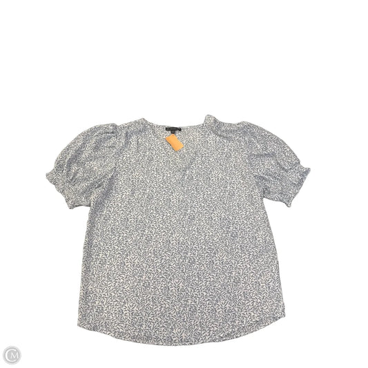 Blouse Short Sleeve By Adrianna Papell In Blue & White, Size: M