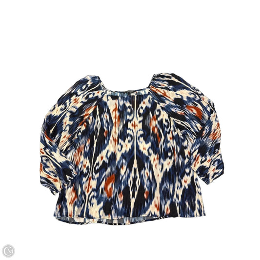 Top Long Sleeve By Liverpool In Blue & Cream, Size: Xl