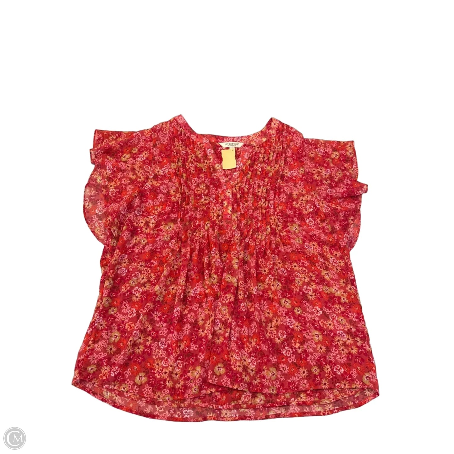 Blouse Short Sleeve By Liverpool In Red, Size: Xl