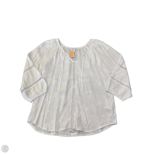 Blouse Long Sleeve By Tribal In White, Size: Xl
