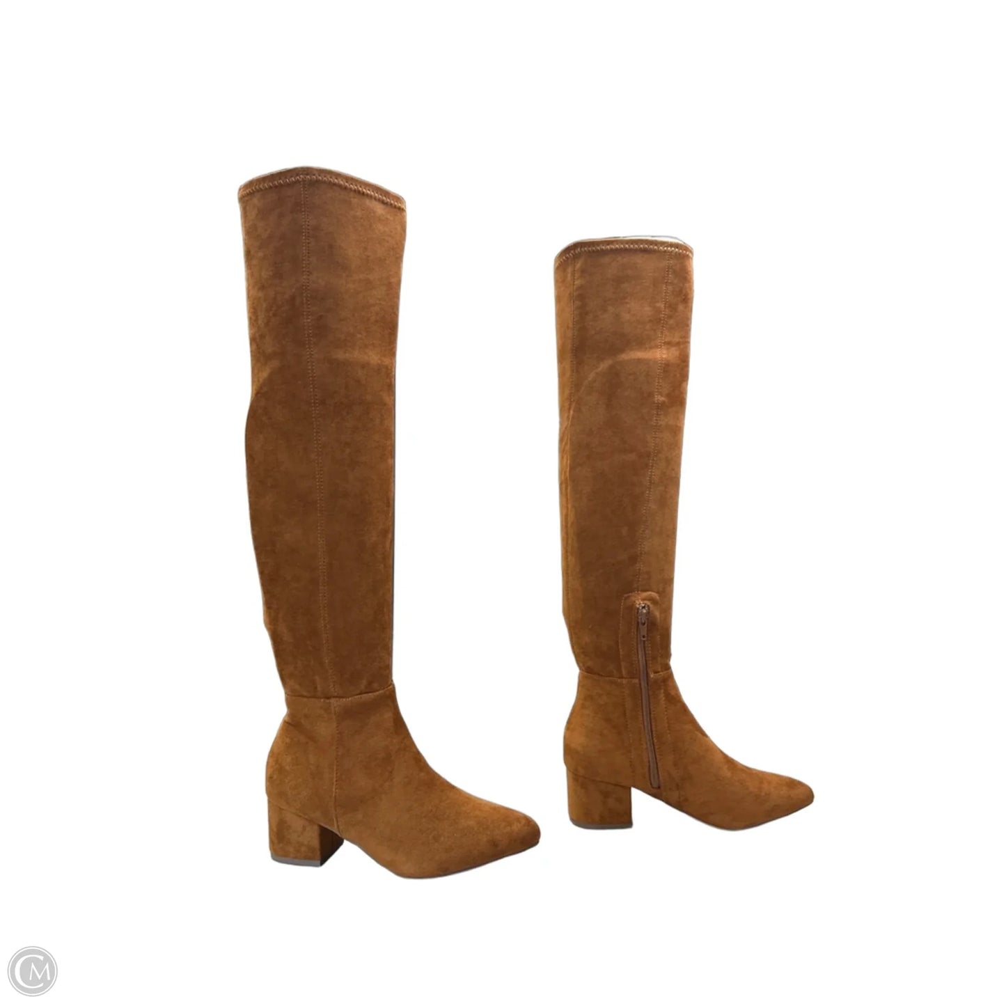 Boots Knee Heels By Clothes Mentor In Brown, Size: 5.5