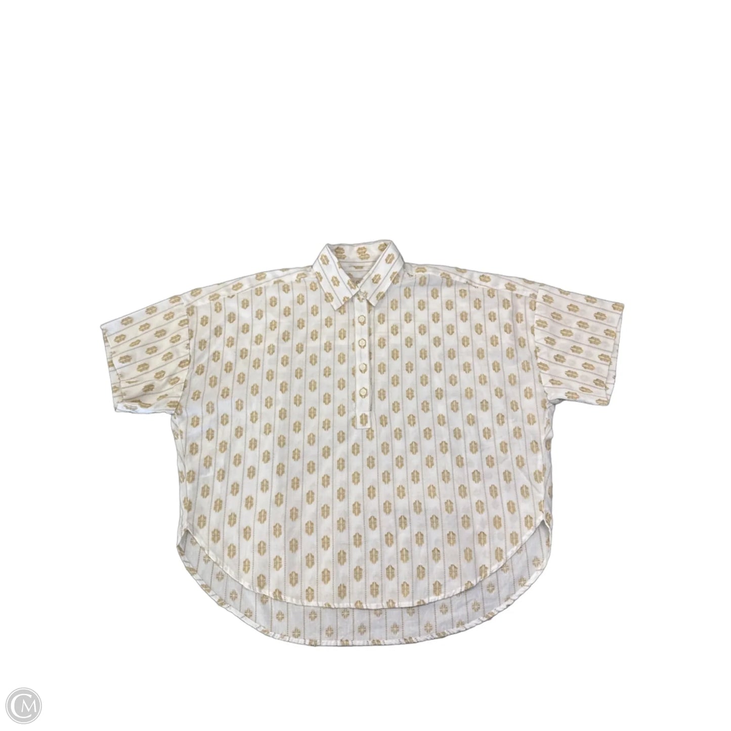 Top Short Sleeve By Loft In Tan & White, Size: Xsp