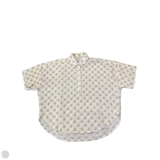 Top Short Sleeve By Loft In Tan & White, Size: Xsp